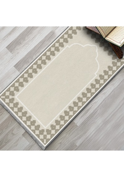 Evaşk Namazlık Dokuma Halı Kaymaz Muslumana Seccade80 x 130 Bej EVASK802B80