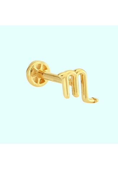 Altın Tragus Piercing 14 Ayar Akrep Burcu Altın