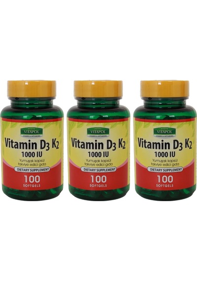 Vitapol Vitamin D3 Vitamin K2 3 Adet 100 Softgel D Vitamini K Vit
