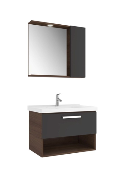 Kale Trevi 80 Cm Antrasit-ceviz Banyo Dolabı Takımı