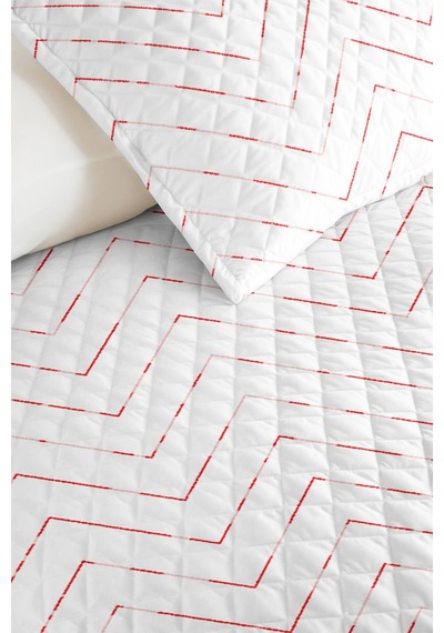 Beyaz Geometrik Tek Kişilik Dekoratif Pike Takımı - Kırmızı Zigzag Çizgili 160x220 Cm Yatak Örtüsü Dumanlı Eşik Fısıltısı Beyaz Geometrik Tek Kişilik Dekoratif Pike Takımı - Kırmızı Zigzag Çizgili 160x220 Cm Yatak Örtüsü Dumanlı Eşik Fısıltısı