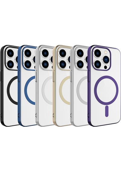 Apple Uyumlu iPhone 15 Pro Kılıf Zore Wireless Şarj Özellikli Pixel M-safe Kapak Mavi