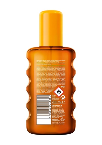 Nıvea Sun Karoten Özlü Yoğun Bronzlaştırıcı Güneş Yağ Sprey 200ml, E Vitamini,doğal Ve Altın Rengi Bronzluk