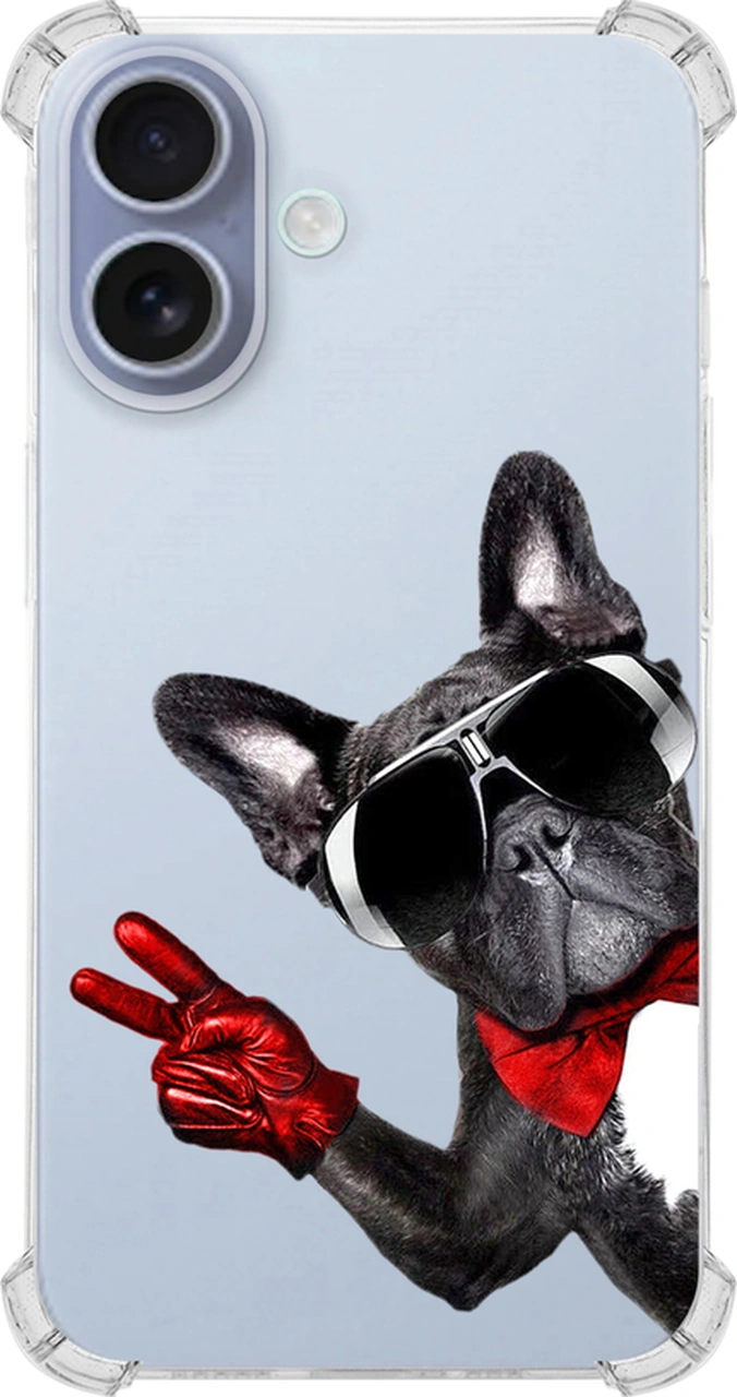 Apple Uyumlu iPhone 16 İle Köpek 2 Baskılı Köşe Korumalı Antişok Şeffaf Kılıf