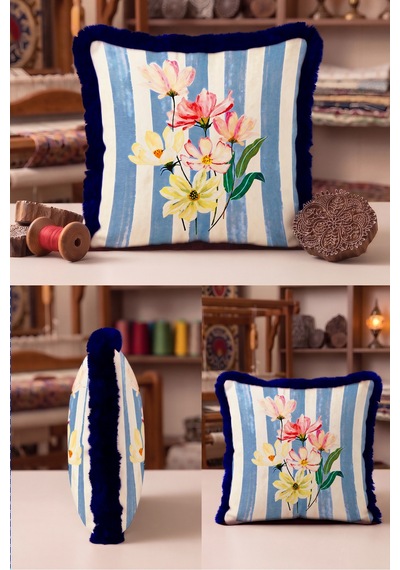 Çiçek Desenli Çizgili Bahar Saçaklı Yastık Kılıfı-botanik Boho Mavi Lacivert Püsküllü Kırlent Kılıfı Kayıp Atlas Nova Çiçek Desenli Çizgili Bahar Saçaklı Yastık Kılıfı-botanik Boho Mavi Lacivert Püsküllü Kırlent Kılıfı Kayıp Atlas Nova