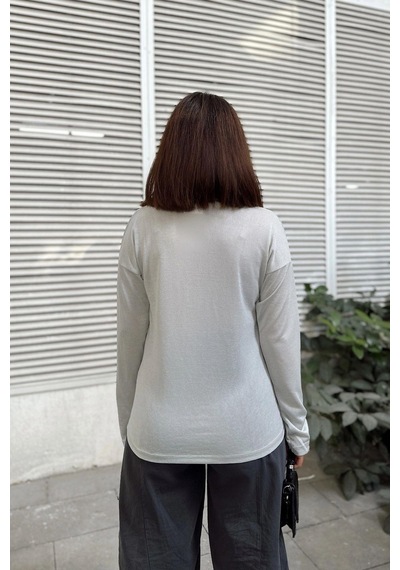 WeShaya Kadın Mint Polo Yaka Keten Bluz, Uzun Kol, Regular Kesim, Günlük Ve Spor Kaliteli Kumaş Sweatshirt Mint