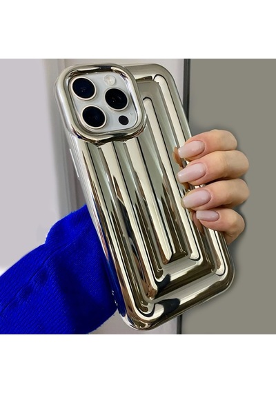 Apple Uyumlu iPhone 14 Pro Max Rudra Seri Labirent Desen 3d Metalik Silikon Kapak