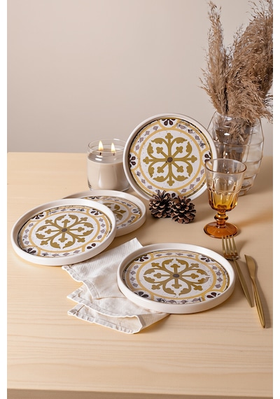 Keramika Timeless Brown Stackable Pasta Tabağı 21 Cm 4 Adet 21972 Krem