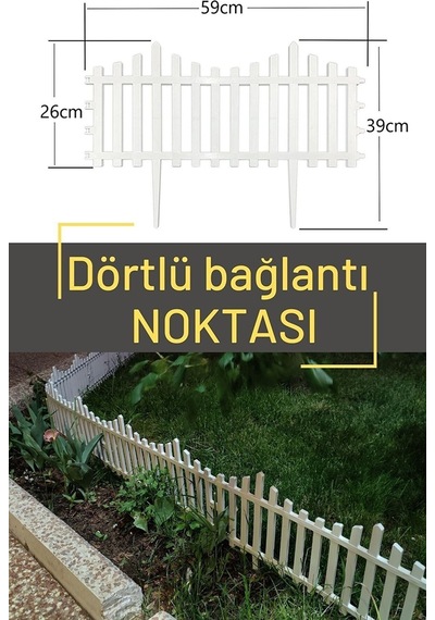 Dekoratif Beyaz Bahçe Çiti Plastik Çit Peyzaj Koruma Panel Çit 1 Adet 59 Cm Beyaz Çiçek Çiti Turkuaz