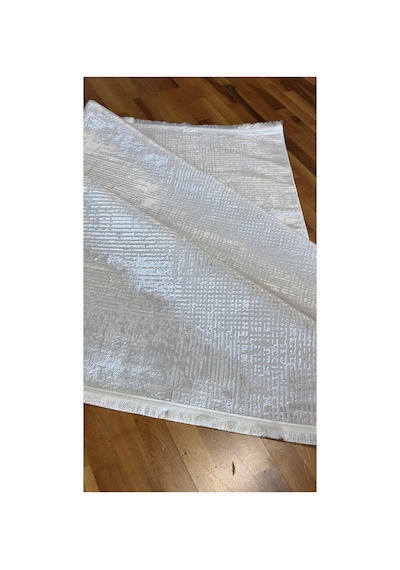 Badelya Home Krem Saten İnce Sık Dokuma Parlak Yüzey Kaymaz Özel Kesim Salon Koridor Halısı Yolluk Krem-açık Gri