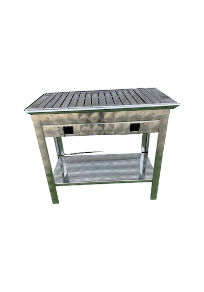 Kömürlü Mangal Sehpalı Paslanmaz 35 X 60 Cm Havalandırma Ayarlı