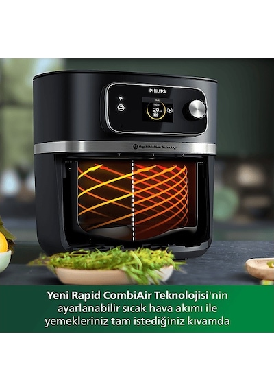 Philips HD9880/90 7000 Serisi Combi XXL Connected 8.3 LT Yağsız Airfryer Fritöz Philips HD9880/90 7000 Serisi Combi XXL Connected 8.3 LT Yağsız Airfryer Fritöz