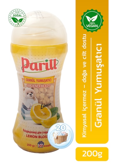 Parill Organik Vegan Granül Çamaşır Yumuşatıcı Limon Kokulu, 200g 20 Yıkama Yerli Üretim Tekli