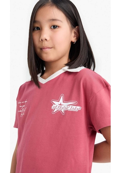 DeFacto Kız Çocuk Boxy Fit Polo Yaka Baskılı Kısa Kollu Tişört E1034A825SMBR201 Bordo DeFacto Kız Çocuk Boxy Fit Polo Yaka Baskılı Kısa Kollu Tişört E1034A825SMBR201 Bordo
