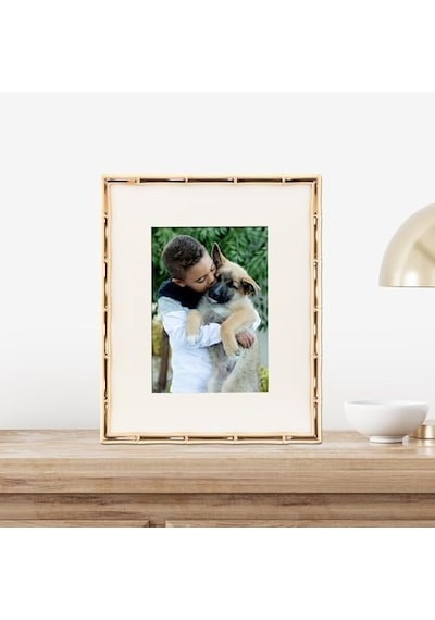 Frames Bambu Tasarımlı Metal Çerçeve, 8x10, Mat 5x7, Altın