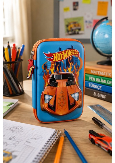 Hot Wheels Eva Kalem Çantası Hw-7785 Büyük Turuncu Kalem Kutusu Okul Kalemliği Kırtasiye Çantası Çok Renkli