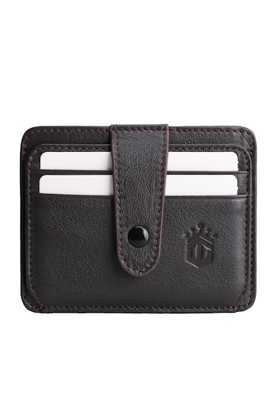 Ancora Leather Hakiki Deri Çıtçıtlı-para Bölmeli Kartlık Kahve-26209