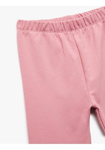 Koton Pamuklu Beli Lastikli Basic Tayt Pembe 6wmg40069ak Gül