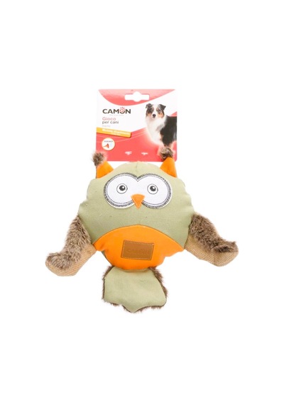 Camon Gıcırtılı Kanvas Ve Peluş Baykuş Köpek Oyuncağı 30 Cm
