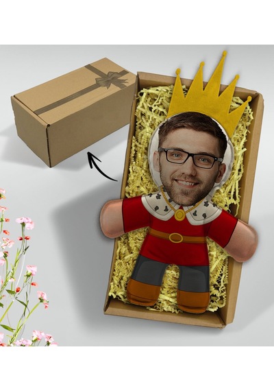 Bk Gift  Kutusunda Kişiye Özel Fotoğraflı Kral Bebek Yastık, Arkadaşa , Sevgiliye , Doğum Günü si