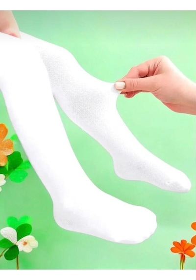 Nacar Store Kız Çocuk 5'li Paket Mevsimlik Beyaz Külotlu Çorap Okul Çorabı Gösteri Kıyafeti Çorabı