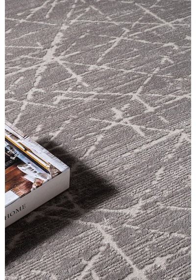 Clay Ct007a Gri Halı Modern Geometrik Desenli Triko Akrilik Pamuk Tabanlı Kaymaz Salon Halısı