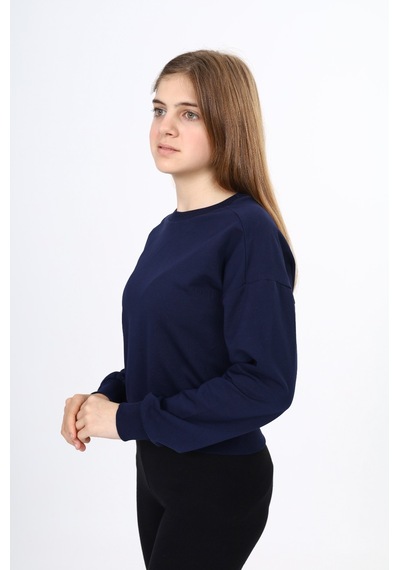 Toontoy Kız Çocuk Düşük Omuz Gazeli Okul Sweatshirt Lacivert
