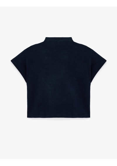 Koton Regular Fit Düğme Detaylı Dik Yaka Kısa Kollu Bluz Lacivert 7wak50137ek