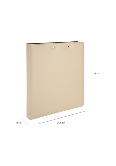 Evrak Sunum Tanıtım Firma Klasörü Sekreterlik A4 150 Yaprak Kapasiteli Ring Binder File Vegan 26,5x32 Cm. Bej