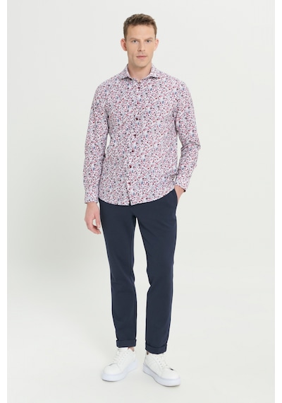 AC&Co / Altınyıldız Classics Erkek Beyaz Kırmızı Pamuklu Slim Fit Dar Kesim Büyük İtalyan Yaka Baskılı Gömlek Çok Renkli AC&Co / Altınyıldız Classics Erkek Beyaz Kırmızı Pamuklu Slim Fit Dar Kesim Büyük İtalyan Yaka Baskılı Gömlek Çok Renkli
