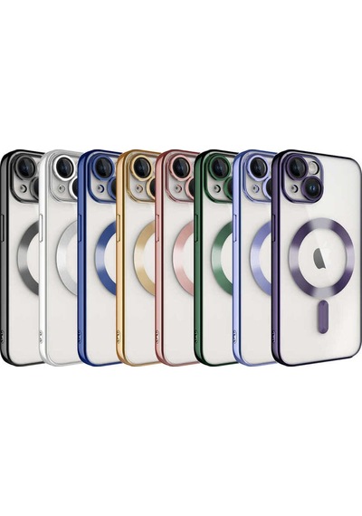 Apple Uyumlu iPhone 14 Kamera Korumalı Magsafe Wireless Şarj Özellikli Csm Zore Demre Kılıf-derin Mor