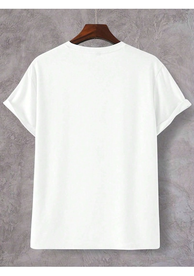 T-shirt - La 1987 Baskılı Oversize Bisiklet Yaka Kısa Kol Tişört Beyaz