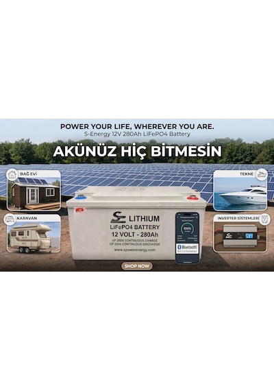 Spower 12v 280ah 12.8v Lityum Lifepo4 Akü Bluetooth Marin Kasa