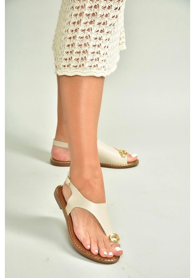 Fox Shoes U652227109 Bej Kadın Sandalet Bej-suni Deri