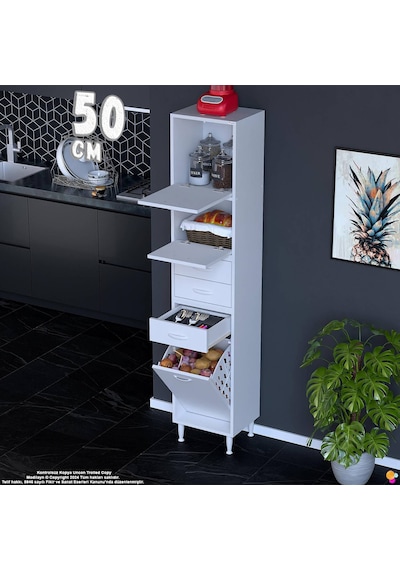 Modilayn Ediz Fırın Bölmeli 2 Kapaklı Sepetli Çekmeceli Çok Amaçlı Dolap - Mutfak Robotu Ve Kahve Köşesi 50 Cm Beyaz Modilayn Ediz Fırın Bölmeli 2 Kapaklı Sepetli Çekmeceli Çok Amaçlı Dolap - Mutfak Robotu Ve Kahve Köşesi 50 Cm Beyaz