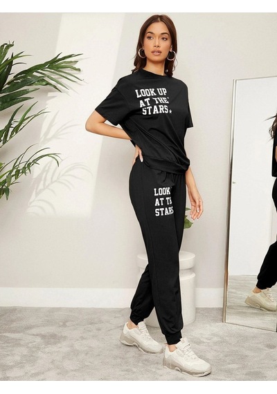 Clayes The Stars Ribana 2li T-shirt Eşofman Altı Jogger- Siyah Alt Üst Eşofman Takım Oversize Bisiklet Yak Siyah Clayes The Stars Ribana 2li T-shirt Eşofman Altı Jogger- Siyah Alt Üst Eşofman Takım Oversize Bisiklet Yak Siyah