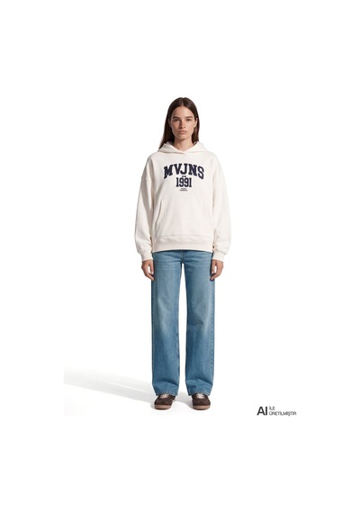 Mavi Logo Sweatshırt Hindistan Cevizi Kırık Beyaz Kadın Sweatshirt M1s20141-80194