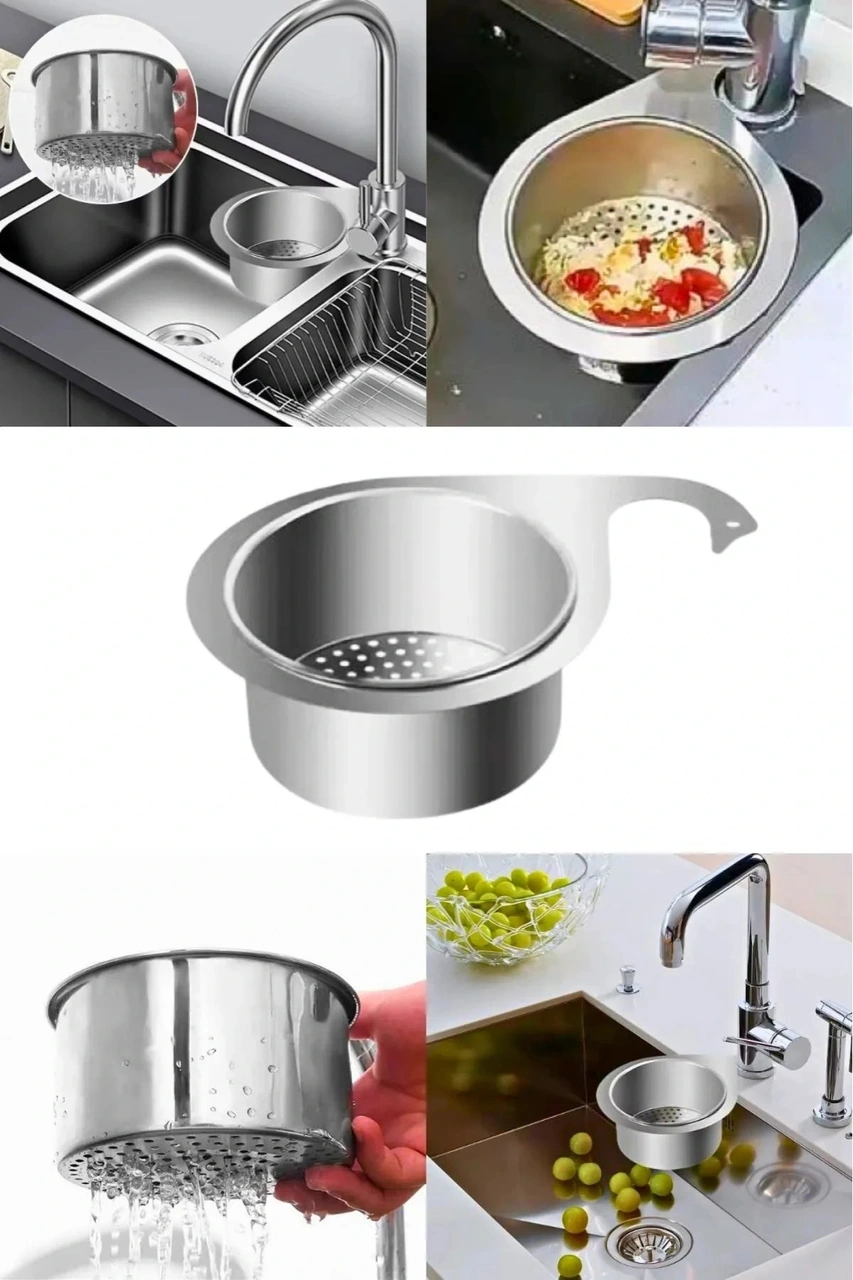 Premium Modern Paslanmaz Çelik Kuğu Tasarımlı Süzgeçli Asılabilen Tezgah Üstü Lavabo Drenaj Sepeti Standart