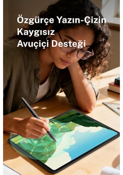 Fuchsia D1 Profesyonel Apple Uyumlu iPad Kalemi Eğim Duyarlı Avuç İçi Reddetmeli Bluetooth Uzun Pil Ömrü 0.1mm Uç Siyah