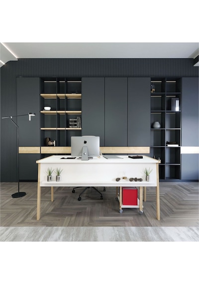 Zenith Ofis Masası Beyaz Meşe