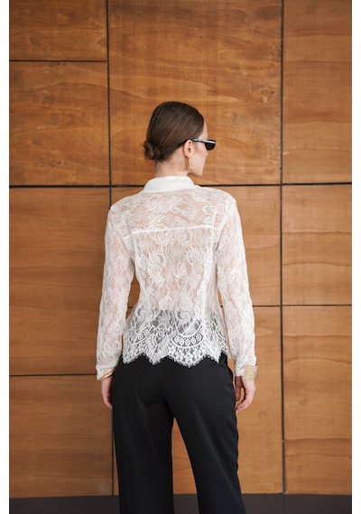 Verymoda Dantel Gömlek F2073 Krem