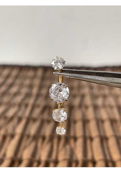 Yüksek Kalite G23 Titanium 3 Daire Sallantı Zirkon Altın Titanyum Göbek Piercing Altın