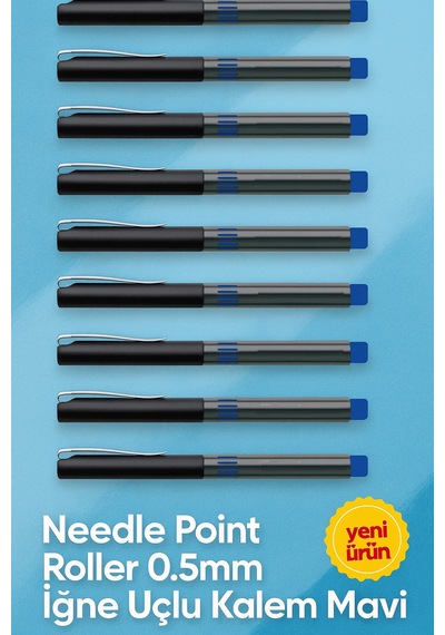 İğne Uçlu Roller Kalem 0.5 Mm Mavi 9'lu Ekonomik Paket Mavi9