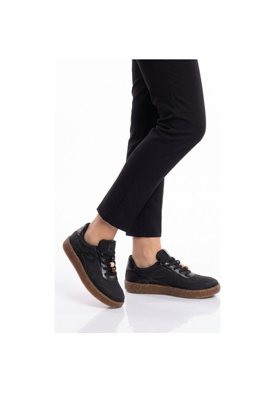 Ayakmod Kadın Siyah Şık Rahat Bağcıklı Casual Yürüyüş Spor Ayakkabı Sneaker 669253