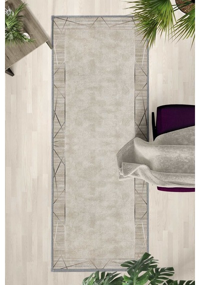 Platin Vintage Yıkanabilir Yolluk Açık Gri