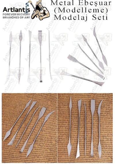 Ebeşuar Seti Metal 5 Li 18 Cm 1 Paket Çelik Modelaj Modelleme Aletleri Seramik Kil Ve Heykel Modelaj Kalemi Dip Alma