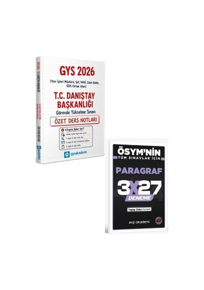 Gysakademi 2026 Gys Danıştay Başkanlığı Özet Ders Notları+ Evp Akademi Paragraf
