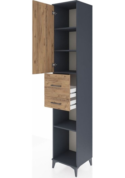 Hyperion Dolap 4 Raflı 2 Çekmeceli Tek Kapaklı 44x44x243 Antr... Antrasit