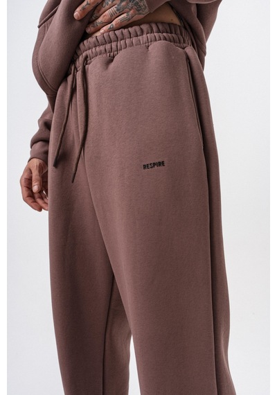 Erkek Respire Yazı Detaylı Basic Baggy Eşofman Altı Kakao Kahverengi
