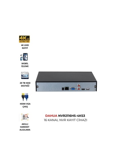 Nvr2116hs-4ks3 16 Kanal H.265+ Cctv Nvr